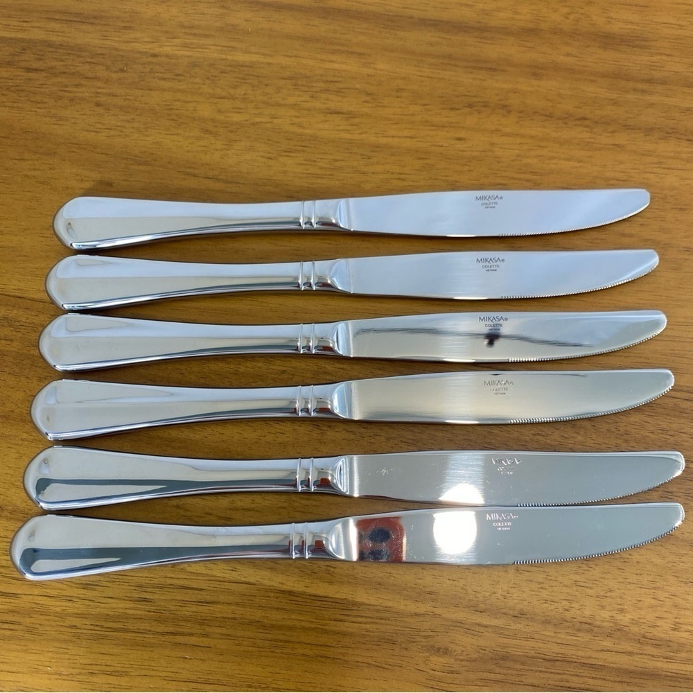 Lot Of 6 Mikasa Colette 18/10 Stainless Knives Flatware Replacement NWOT Lot A